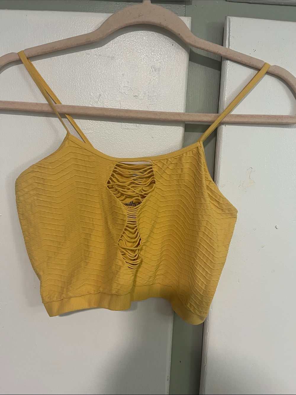Willow and root Ribbed Cutout Crop Cami or bralette with Spaghetti Straps M/L